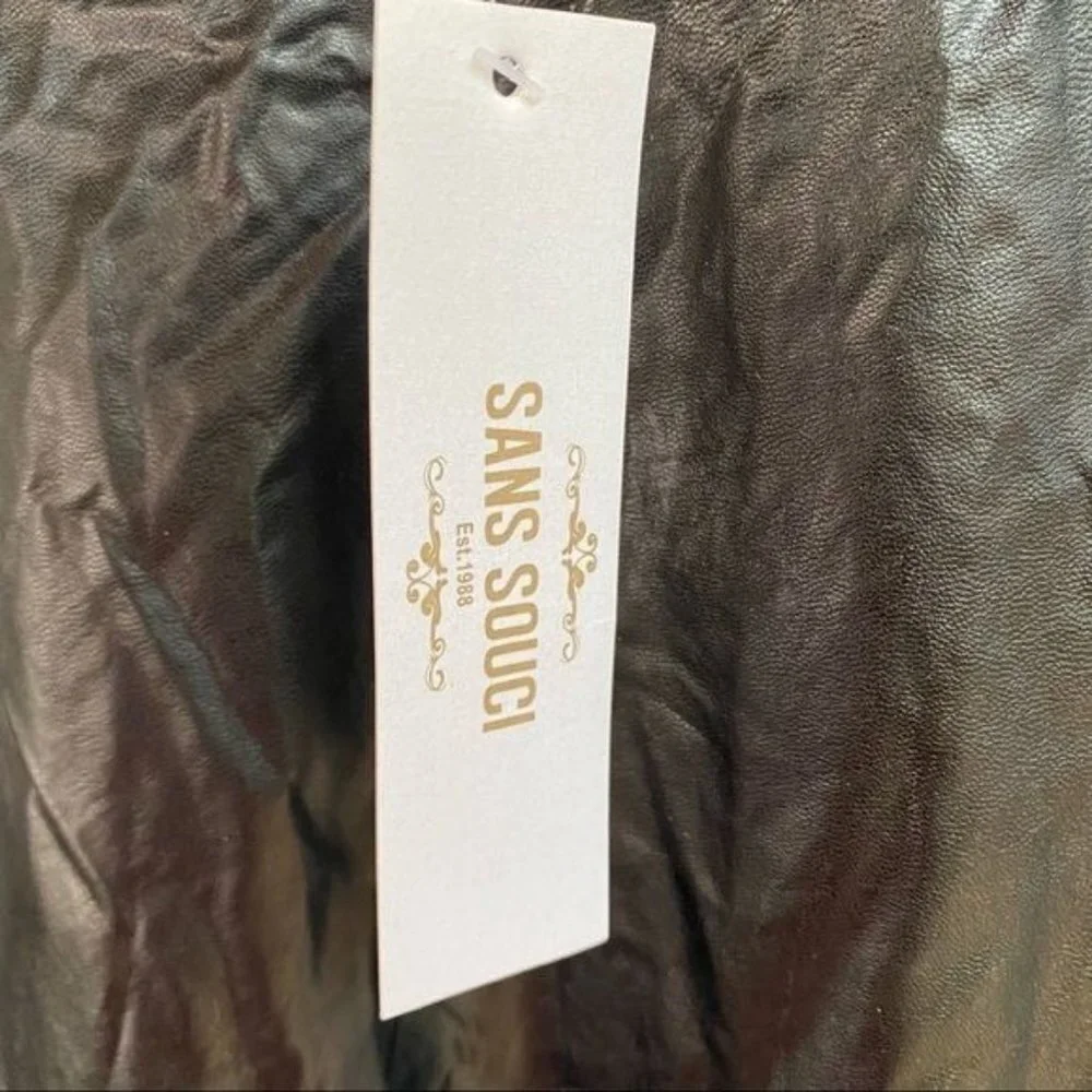 Sans Souci Star Studded Black Metal Vegan Leather Skirt Size L - Picture 7 of 12